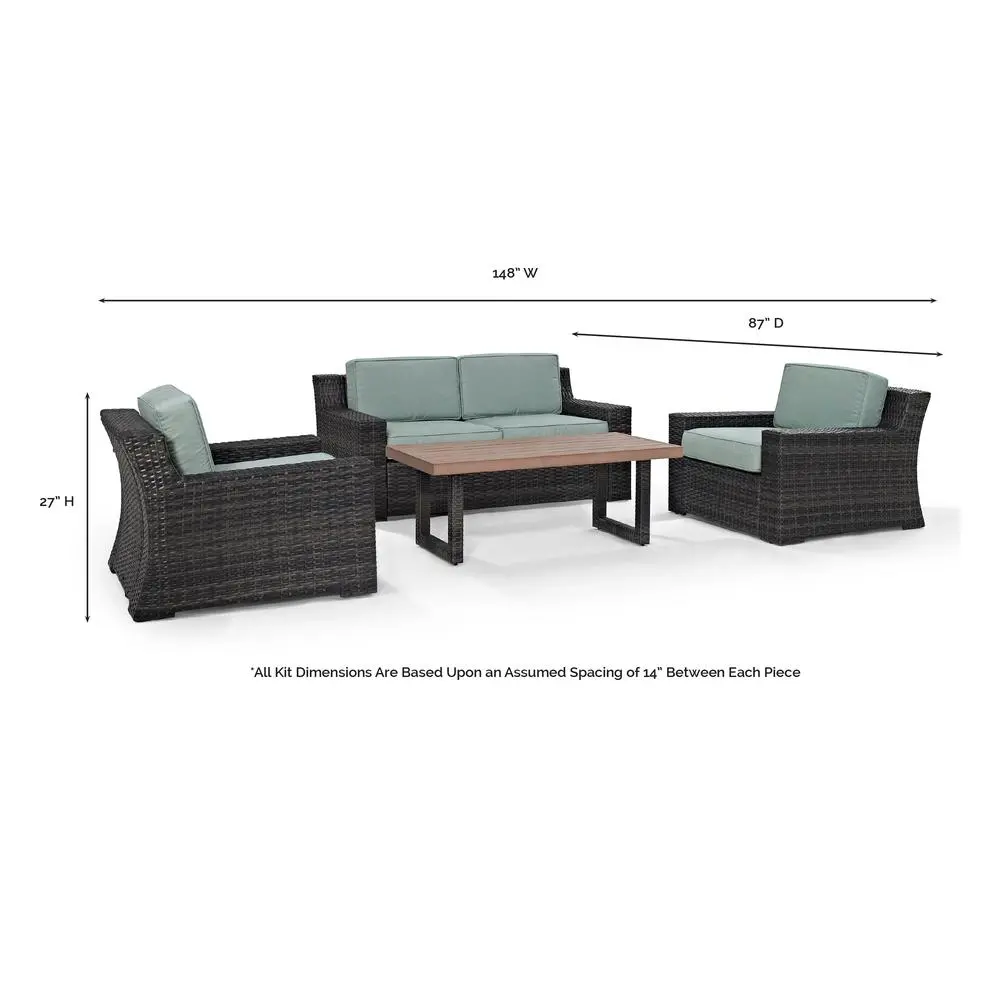 Pc Outdoor Wicker Conversation Set Loveseat Coffee Table Chairs