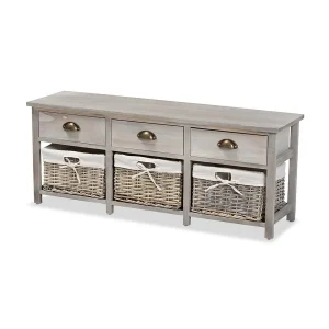 3-Drawer Entryway Storage Bench with Baskets