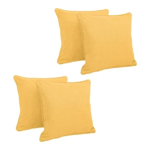 18-inch Double-corded Solid Outdoor Spun Polyester Square Throw Pillows with Inserts (Set of 4)