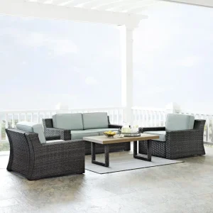 4Pc Outdoor Wicker Conversation Set-Loveseat, Coffee Table, & 2 Chairs