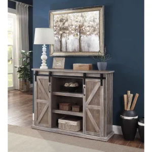 Rustic Barn door Natural TV Stand