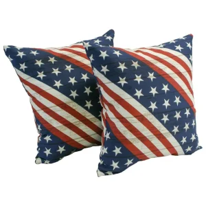2-Patriotic Flag - Spun Polyester 17-inch Outdoor Throw Pillows (Set of 2) CO-JO18-07-S2