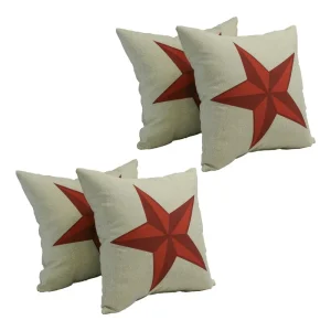 4 pc star - Spun Polyester 17-inch Outdoor Throw Pillows